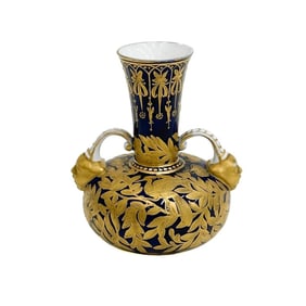 Royal Crown Derby Hand Painted Porcelain 4.5 inch Vase Blue circa 1882
