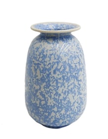 Norweta Northwestern Terra Cotta Co Blue Crystalline Pottery Vase c1900