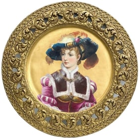 Royal Vienna Austria Hand Painted Porcelain Charger Wall Hanging Frame c1900