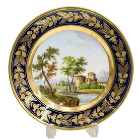 Darte Freres a Paris Hand Painted Porcelain Topographical Cabinet Plate c1810