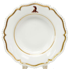 Flight Barr & Barr Worcester Hand Painted Armorial Porcelain Soup Bowl c. 1825