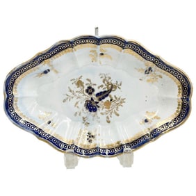Caughley / Salopian English Porcelain Oval Dish Florals circa 1780