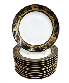 12 Tiffany & Co Le Tallec Paris Porcelain Dinner Plates in Nuits de Chine