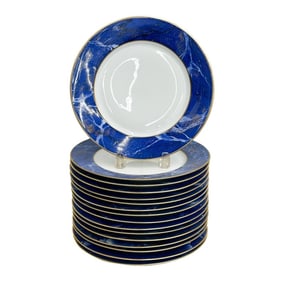 16 Puiforcat Limoges France Lapis Porcelain Dinner Plates Hand Painted Ed Memory