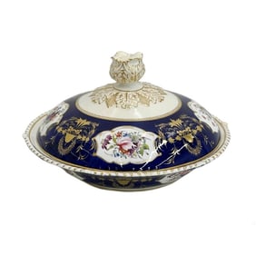 Royal Crown Derby Hand Painted Porcelain Round Covered Tureen c1820s