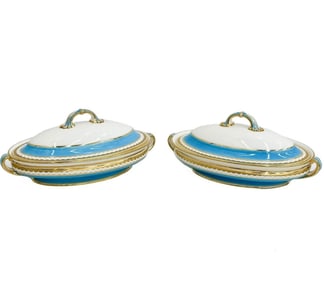 Pair Minton England Porcelain Covered Vegetable Dishes G877 circa 1890