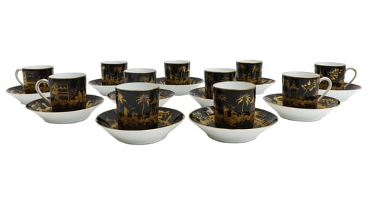 11 Tiffany & Co Le Tallec Paris Porcelain Demitasse Cup Saucers Nuits de Chine