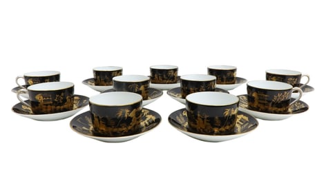 11 Tiffany & Co Le Tallec Paris Porcelain Flat Cup Saucers Nuits de Chine