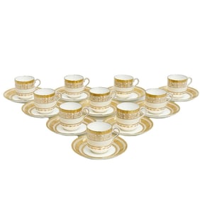 10 Minton England Gilt Porcelain Demitasse Cup & Saucers