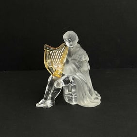Saint St Louis France Crystal Art Glass Musician Figurine Harp Player