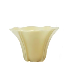 Steuben Ivory Art Glass Vase or Bowl #7311 Ruffled Rim Two Line Pillar