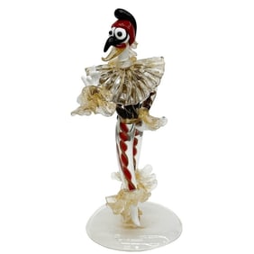 Flavio Poli Seguso Vetri D' Arte Murano La Commedia Glass Figure Harlequin c1940