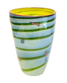 Studio Art Glass Millefiori Blue Vase