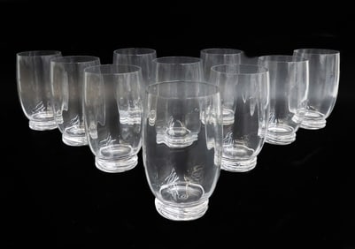 10 Cartier France Crystal Glass Tumblers Signed