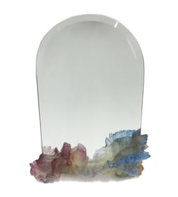 Daum Pate De Verre Art Glass Seashell Vanity Mirror