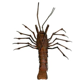 Hiroyoshi Japanese Articulated Copper Crayfish Spiny Lobster Jizai Okimono
