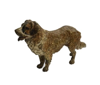Austrian Cold Painted Bronze Figurine of a Saint Bernard Dog circa 1920