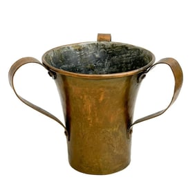 American Arts & Crafts Copper 3 Handled Vase Loving Cup circa 1930