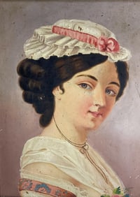 19th Century Oil on Canvas Portrait Painting of a Beauty, Framed