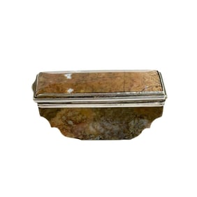 Continental Silver Mounted Carved Brown Agate Box 19th century