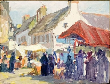 George Kennedy Brandriff (American 1890-1936) Oil on Canvas Board Village Scene