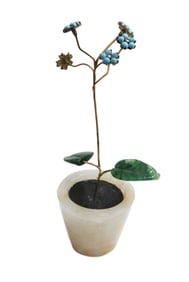 Russian 14k Gold Turquoise Diamond Study of a Flower