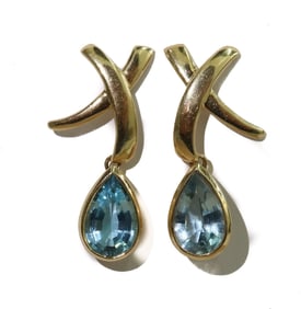 14k Yellow Gold and Topaz Drop Earrings