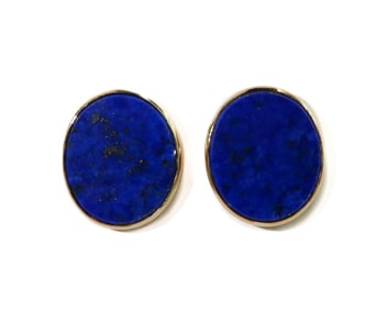 14k Yellow Gold Lapis Lazuli Earrings