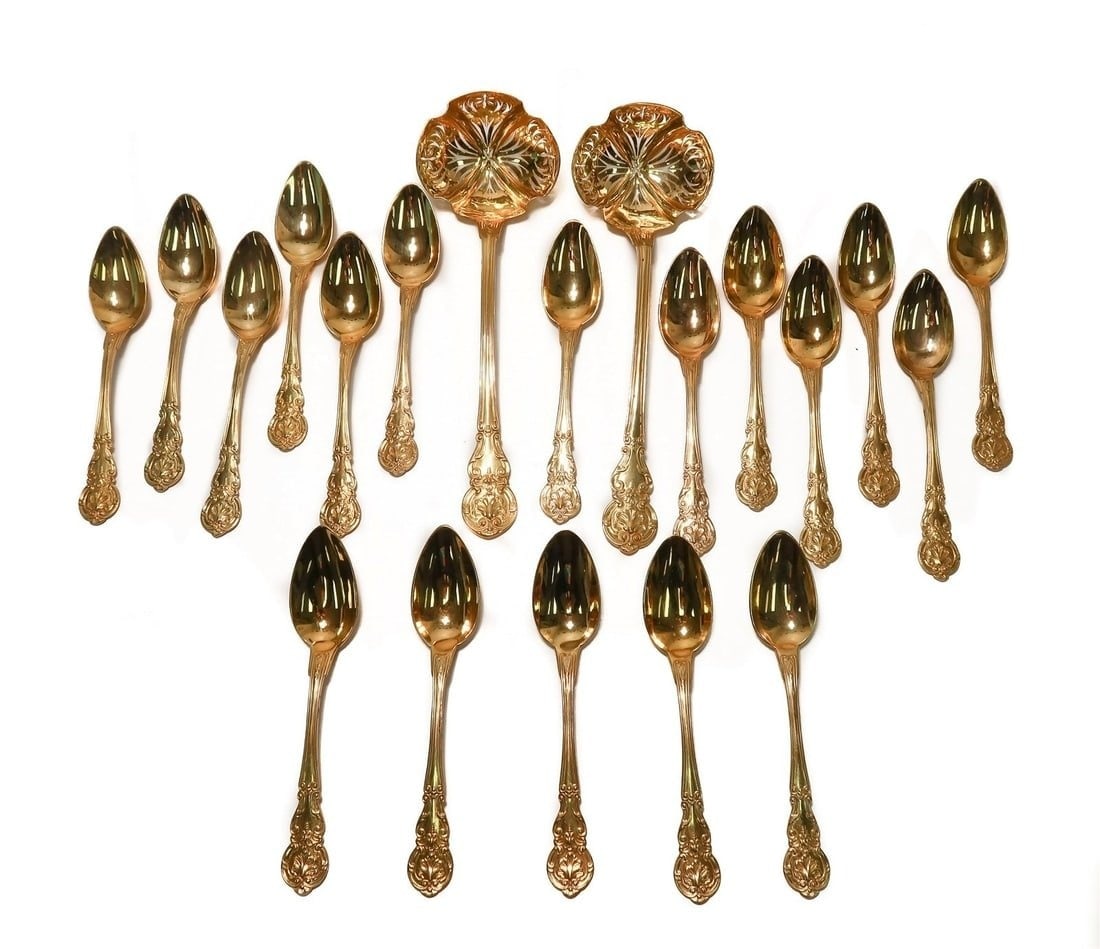 Christofle France Gilt  Dessert Spoons for 18. (1 of 6)