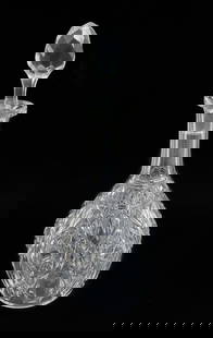 Baccarat France Cut Crystal Glass Decanter in Lagny, Signed: Baccarat France cut crystal glass decanter in Lagny, Signed. Elaborate cut star designs to exterior. Acid etched Baccarat mark to base. Weight: Approx. 4 lbs Measurements: Approx. 4.75 inches diameter