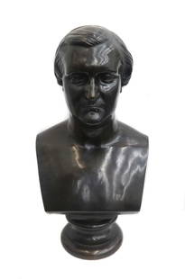 Jean August Barre (French 19th C) Patinated Bronze Sculpture Prince Napoleon: Jean August Barre (French 19th Century ) patinated bronze portrait bust of Joseph Charles-Paul Bonaparte, His Imperial Highness the Prince Napoleon. Artist signed "A.Barre" and dated to 1853 to side