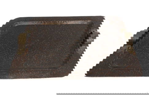Gustav Stickley Hand Hammered Copper with Applied Hand Hammered Handles: Gustav Stickley Hand Hammered Patinated Copper Tray circa 1912-1916 with applied hand hammered handles Weight Approx., 1 lbs Measures Approx., 16 inches x 12 inches Domestic Shipping: $40