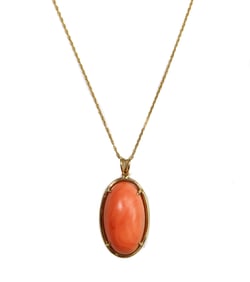 Balestra 14k Yellow Gold and Coral Single Strand Necklace