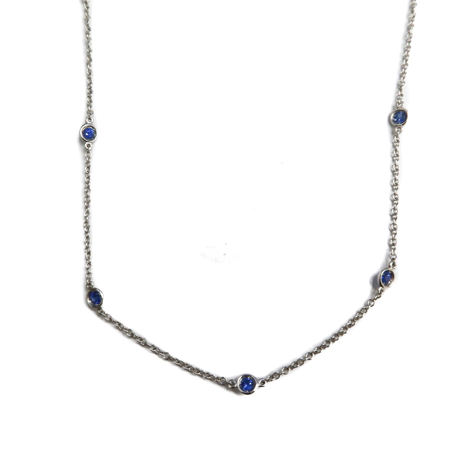 Italian 18k White Gold and Blue Topaz by the Yard Necklace (1 of 9)