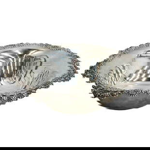 Tiffany & Co Makers Sterling Silver Pierced Bowl #13780F circa 1930: Tiffany & Co Makers Sterling Silver Pierced Bowl. Ornate beaded and floral decoration to the rim of the bowl. Underside marked Tiffany & Co Makers 13780F 10 in Weight: Approx. 15.4 ozt Measurements: A