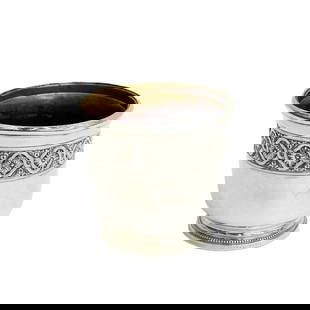 Emile Langlois for Paul Sormani French Sterling Silver Cache Pot circa 1900: Emile Langlois for Paul Sormani French Sterling Silver Cache Pot, circa 1900. Copper liner. Beaded edge to foot, raised band of decoration to the body, foot engraved "Sormani Paris." French Minerva 95