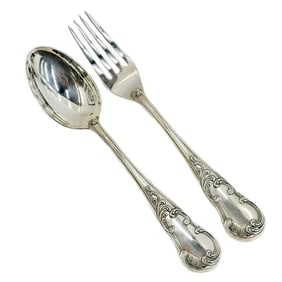 2pc Buccellati Italian Sterling Silver Solid Serving Set in Quirinale