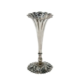 Japanese Silver Bud Vase Chrysanthemum Florals circa 1900