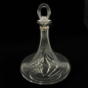 Cartier Sterling Silver Mounted Glass Decanter in Trinity with Box