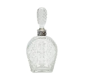 Portugese Silver Mounted Glass Decanter circa 1920 Silver Grapevine