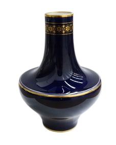 Manufacture de Sevres Cobalt Blue and Gilt Porcelain Miniature Vase 1903