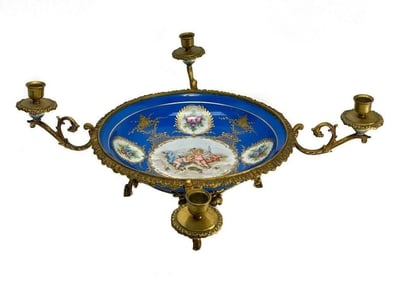 Sevres Centerpiece Bowl with CandleHolders Cherubs