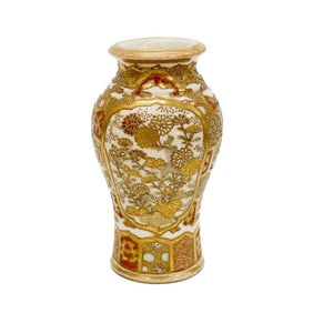 Japanese Satsuma Miniature Gilt Floral Porcelain Vase