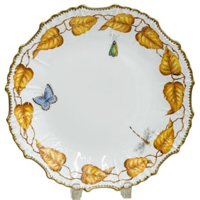 Anna Weatherley Designs Hand Painted Porcelain Round Serving Dish in Amber Leaf