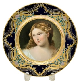 Royal Vienna Austria Hand Painted Porcelain Portrait Plate Beauty circa 1920