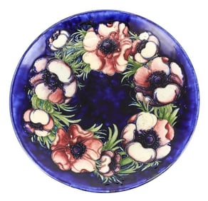 Moorcroft Glazed Pottery Raised Floral Shallow Plate or Deep Bowl