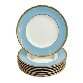 9 Royal Doulton England Porcelain Dessert Plates Robin's Egg Blue V2259 c. 1940