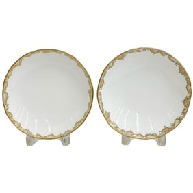 Pair Sevres Gilt Soft Paste Porcelain Round Serving Dishes circa 1775
