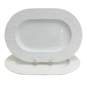 Pair Rosenthal Germany Porcelain 16 inch Oval Serving Platters Magic Flute White