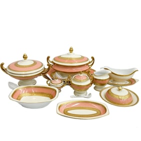 Holzner Glaspalast Karlsbad Czech Porcelain Dinner Serving Pieces Salmon Pink